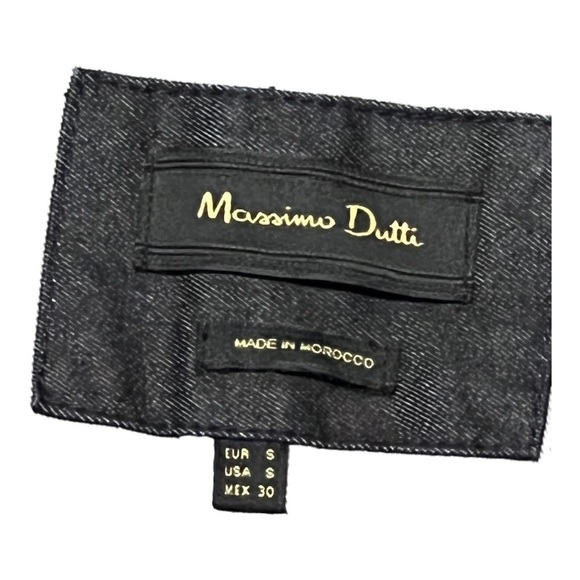 Massimo Dutti Women's Travel Jacket Black Chambray Denim Full Zip Belted Small - Picture 10 of 11